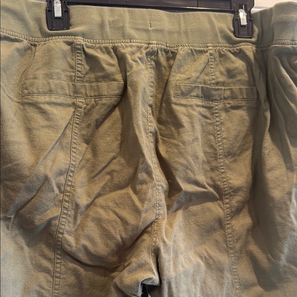 Olive Linen Joggers with Elastic Waistband and Drawstring - Picture 3 of 4